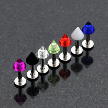 Detail View 1 of Basic UV Acrylic Spike Top Labret-Blue